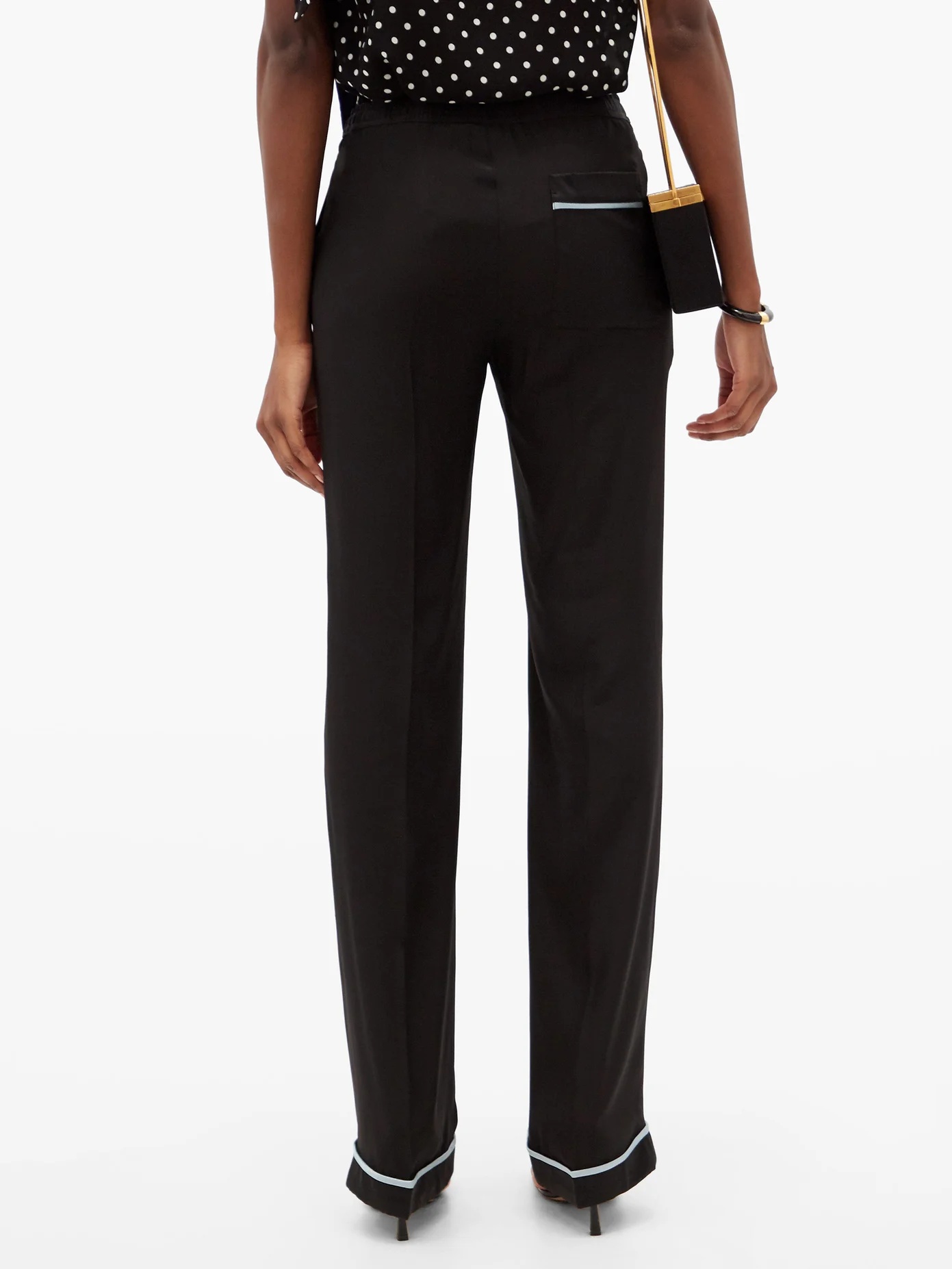 Piped-hem silk-satin trousers - 5