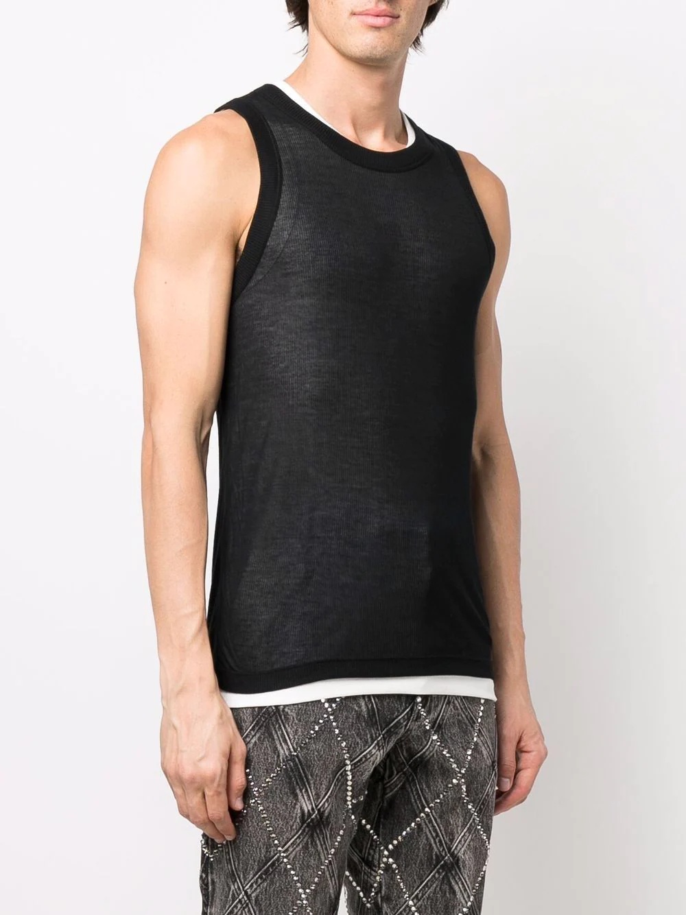 layered-effect ribbed tank top - 3