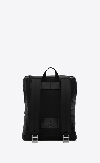 SAINT LAURENT sid backpack in crocodile-embossed matte leather and nylon outlook