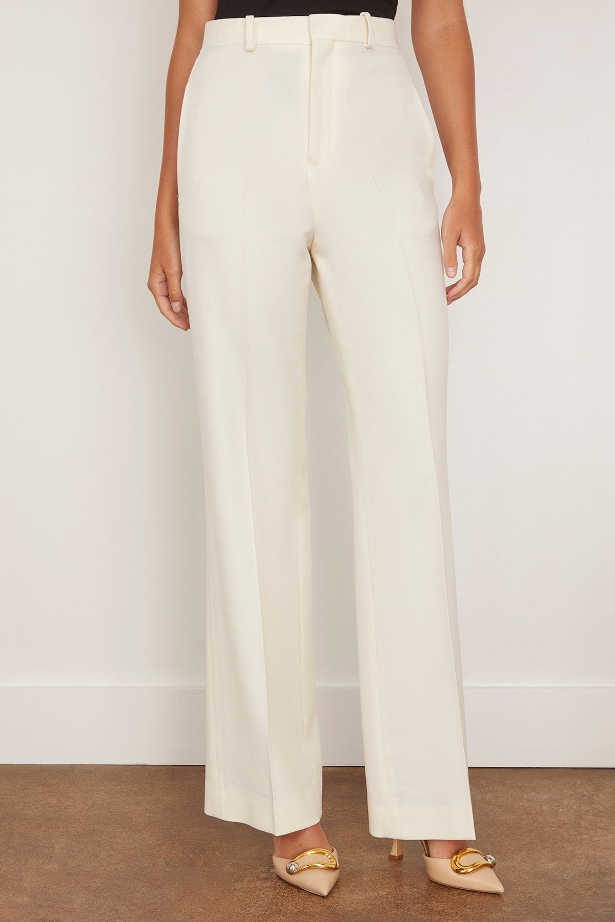 Credo Wool Straight Trousers in Cream - 3