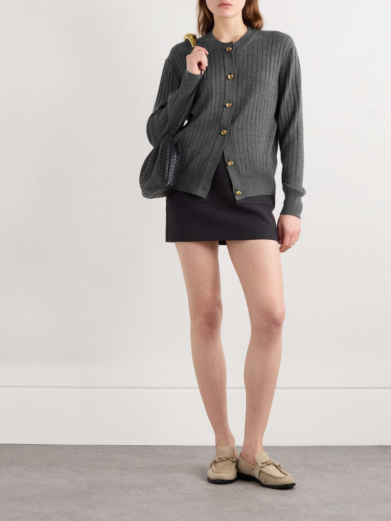 Bottega Veneta Ribbed wool cardigan Gray outlook