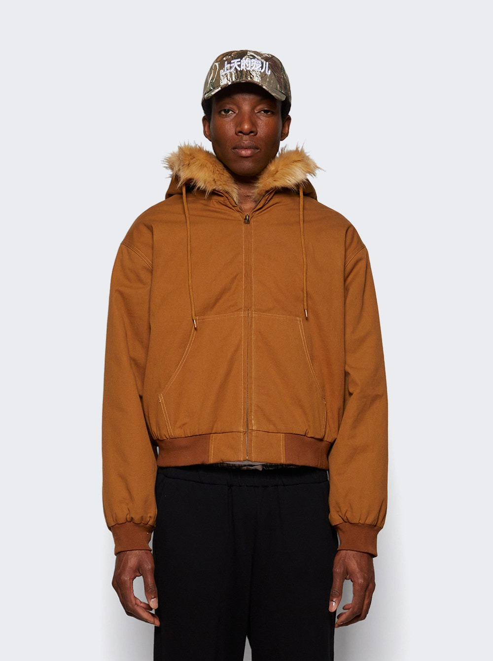Fur Hood Jacket Brown - 2