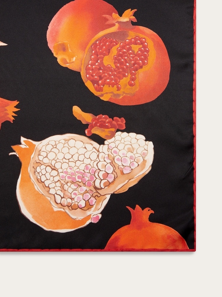 POMEGRANATE PRINT SILK FOULARD - 4