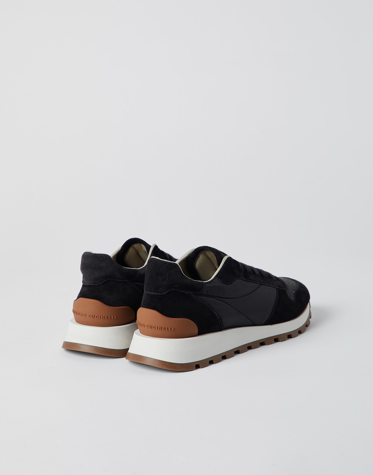 Suede and techno fabric runners with precious toe - 2