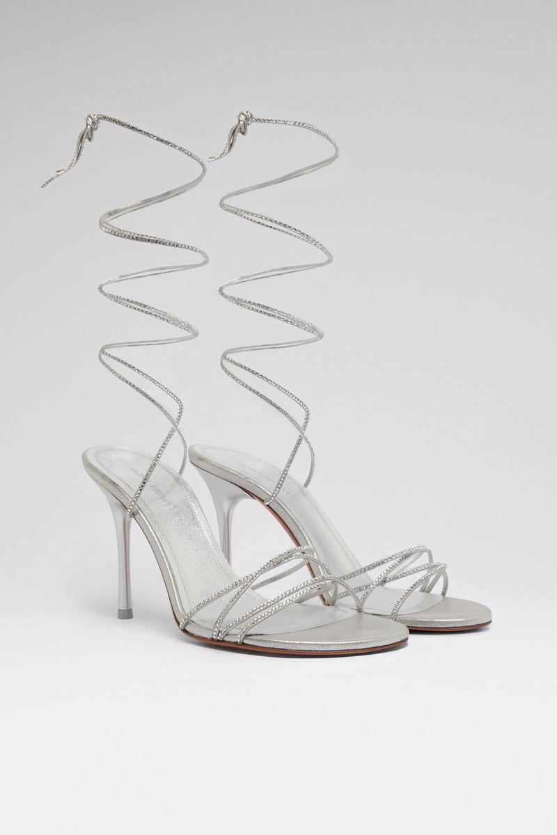 LORI CRYSTAL LACE UP 95 SILVER SUEDE AND WHITE CRYSTALS 7