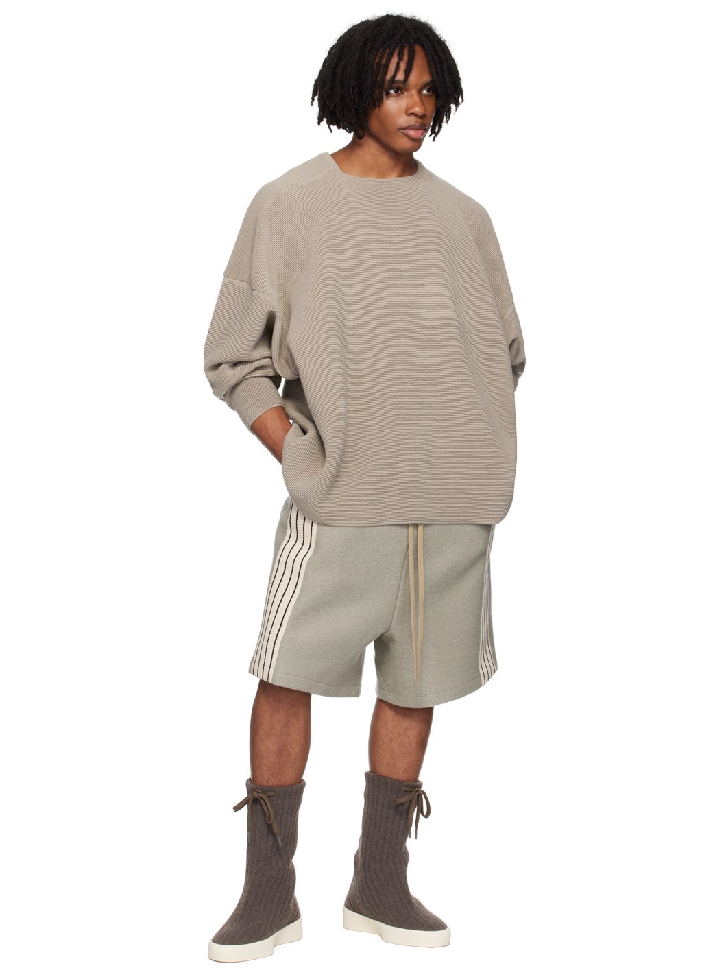 ショウタfear of god moc knit high ニットブーツ Fear Of God Moc Knit High Boots | Grey | FARFETCH