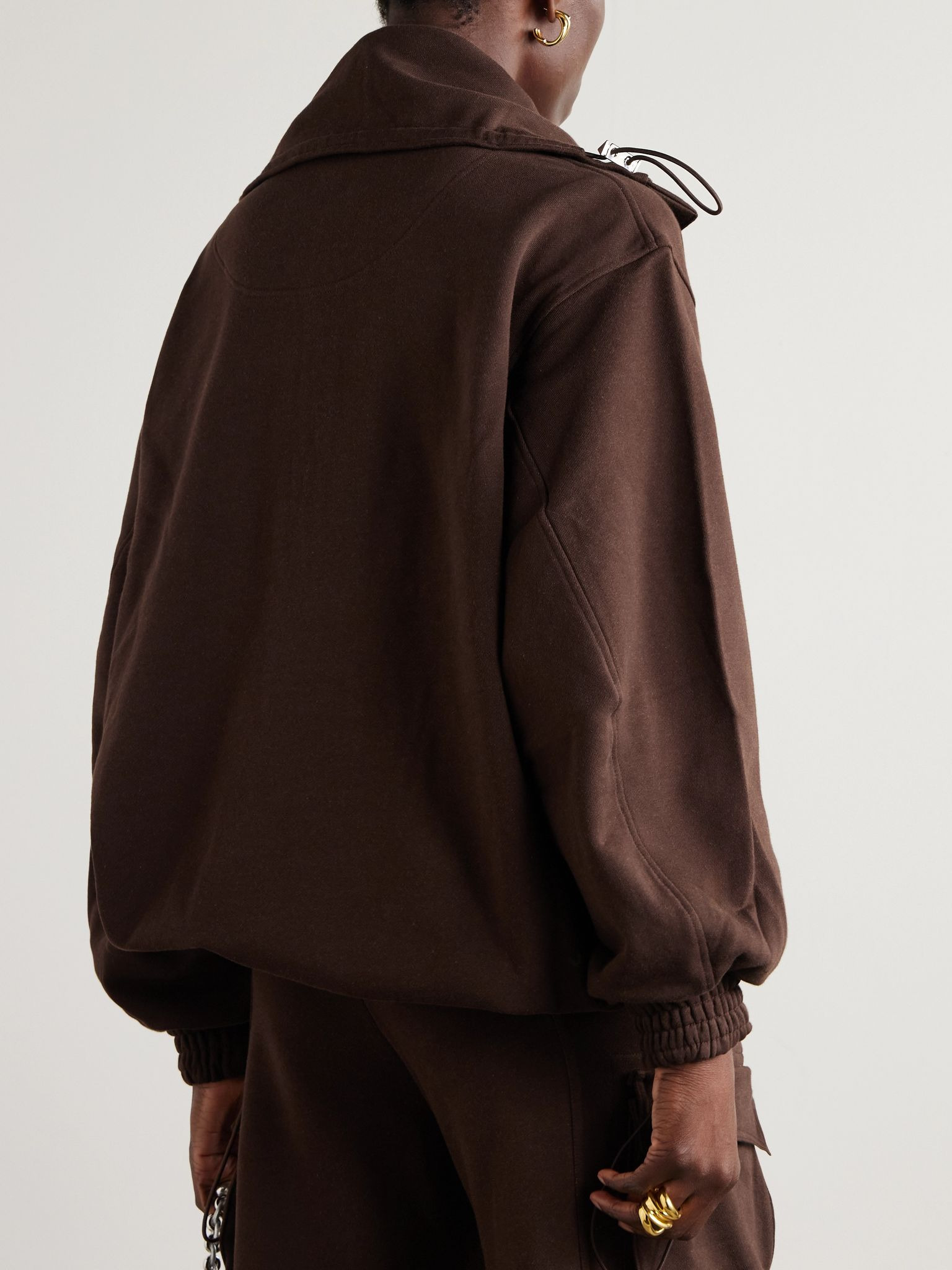 Oversized embroidered cotton-jersey sweatshirt Brown - 3