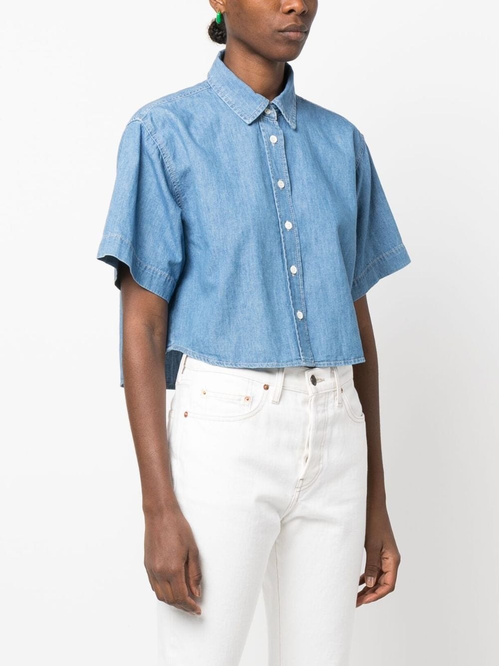 cropped cotton-linen shirt - 3