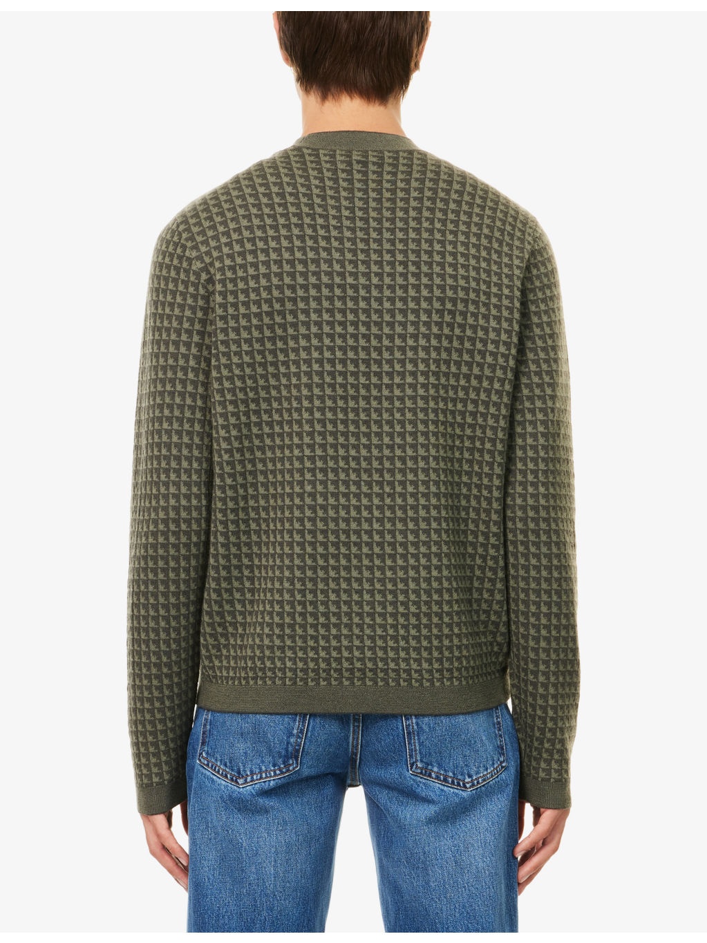 Checked Crewneck Knitted Wool Jumper - 4