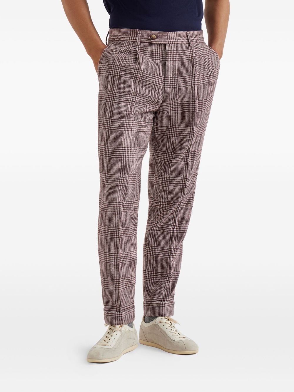 pleated cotton-cashmere blend trousers - 3