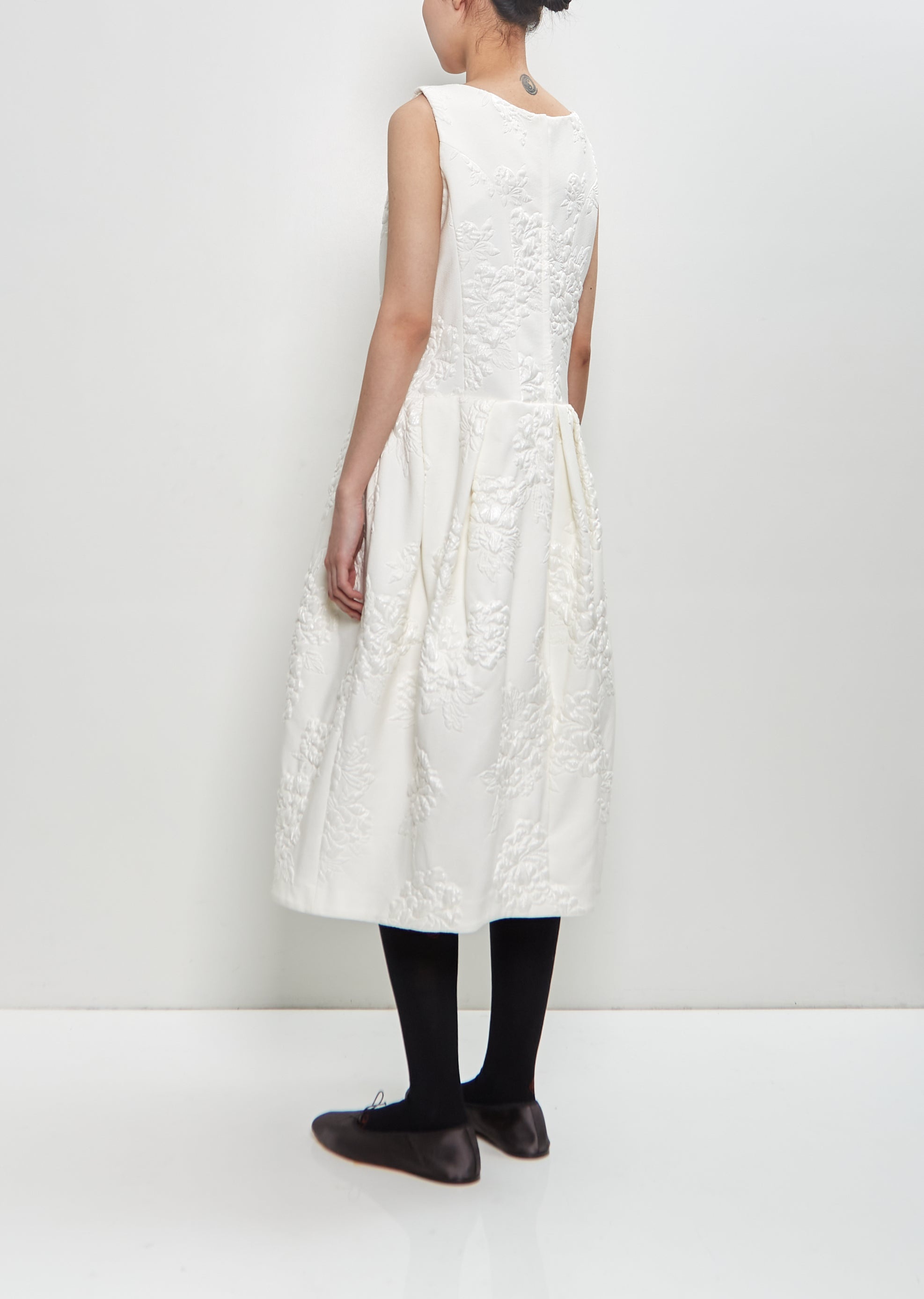 Floating Jacquard Flower Pattern Dress - 3