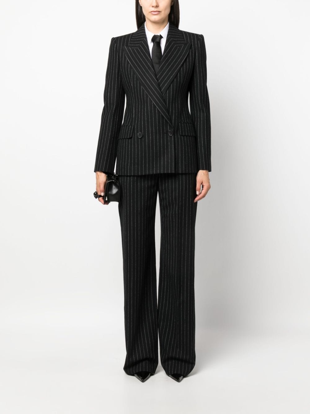 chalk stripe wool trousers - 2