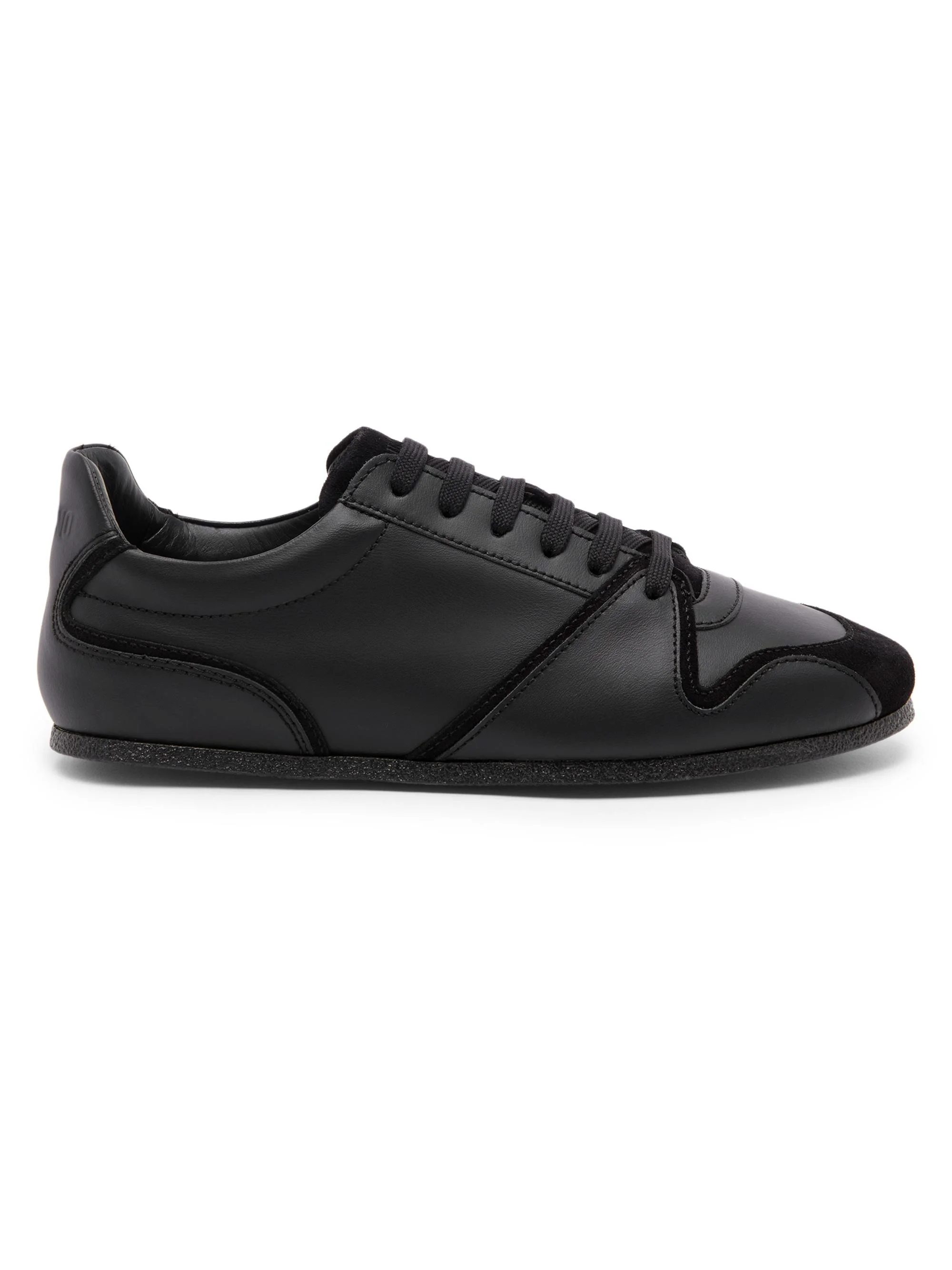 Men's Leather & Suede Sneakers - Black - 1