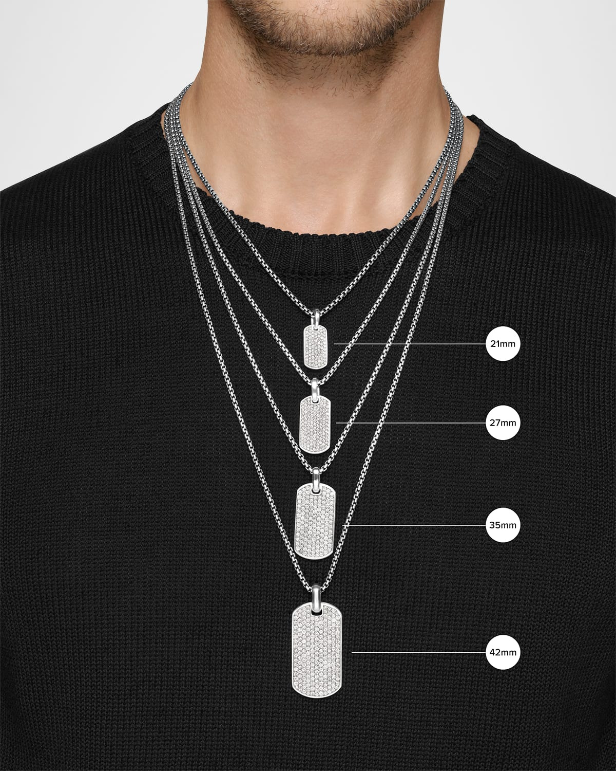 Men's Chevron Tag Enhancer in Silver, 34mm - 4