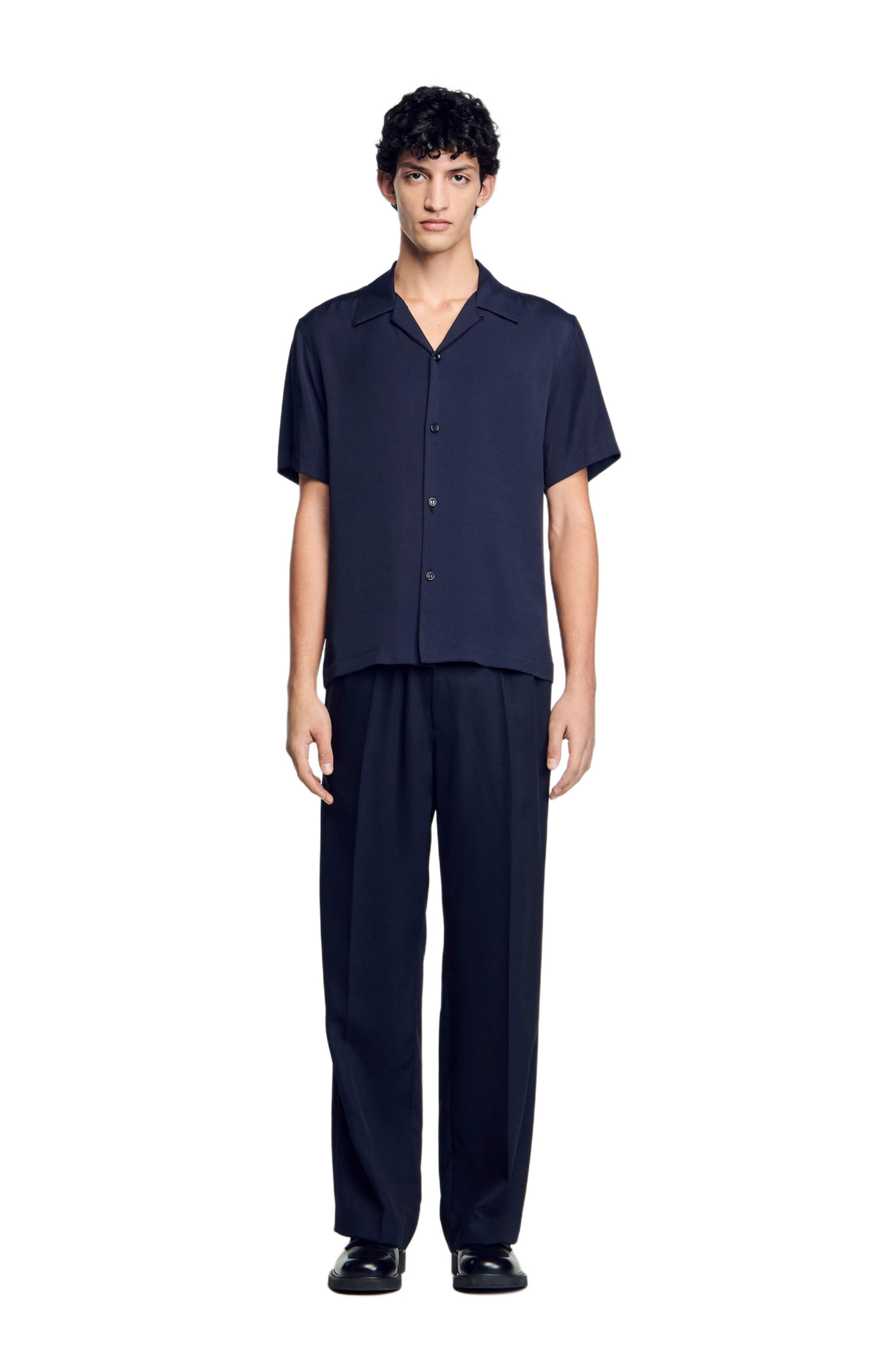 SANDRO Shark collar shirt in Midnight Blue at Nordstrom - 3