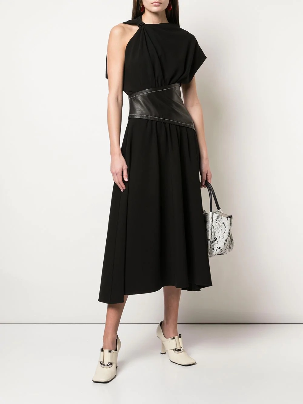 asymmetrical belted dress - 2