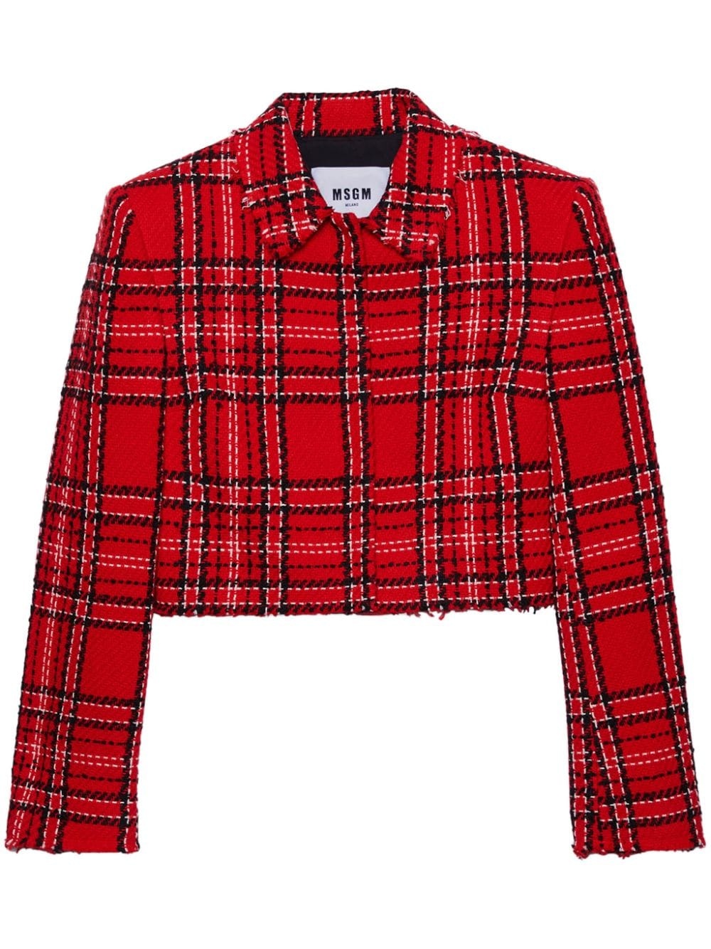 Red Checks Cropped Jacket - 1