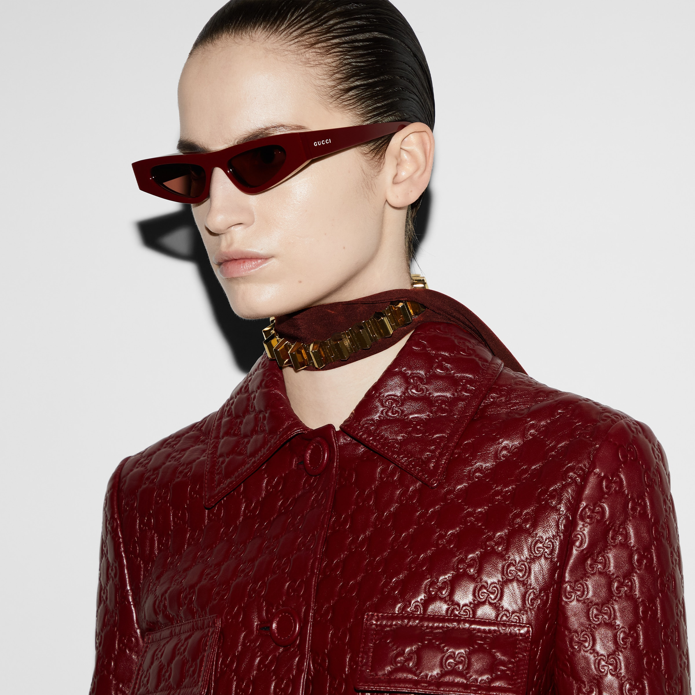 GG embossed leather jacket - 5