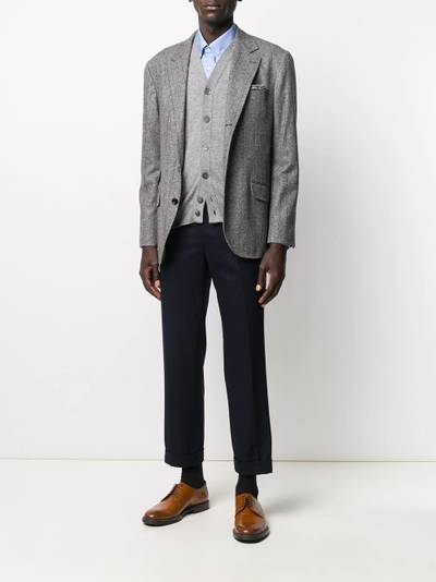 Brunello Cucinelli plain blue cotton shirt outlook