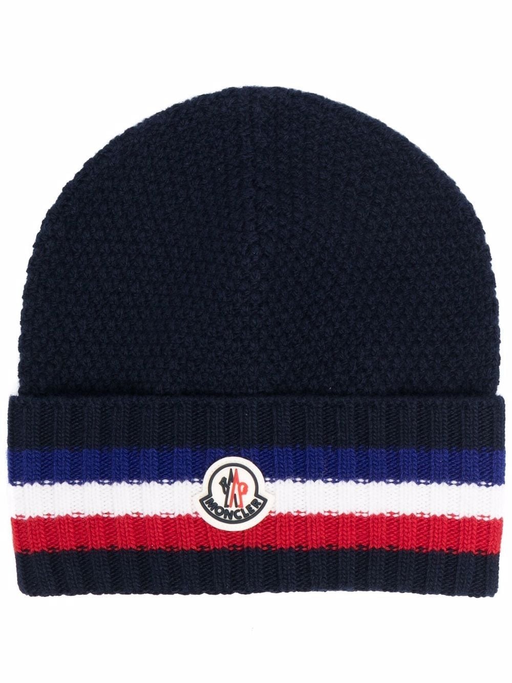 logo patch knitted beanie - 1