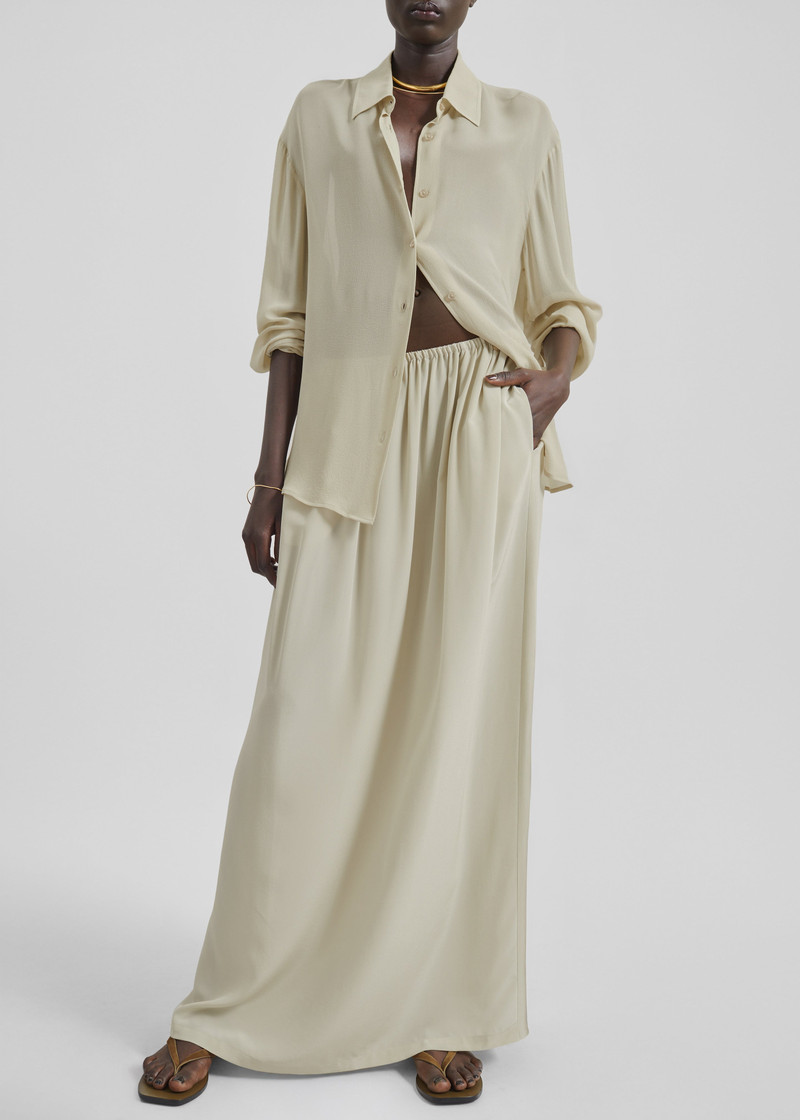 Sibena Silk Maxi Skirt - Cement 3