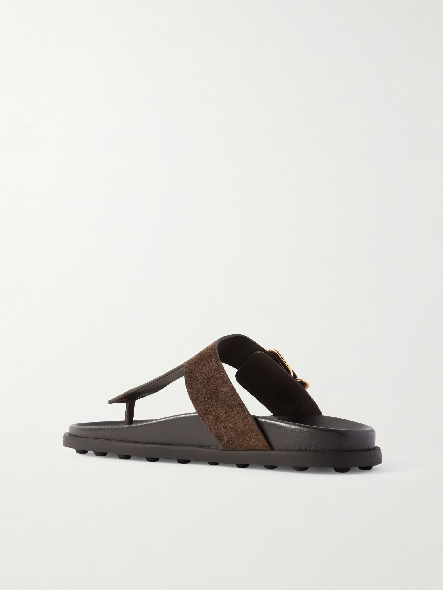 Buckled suede sandals Dark brown - 3