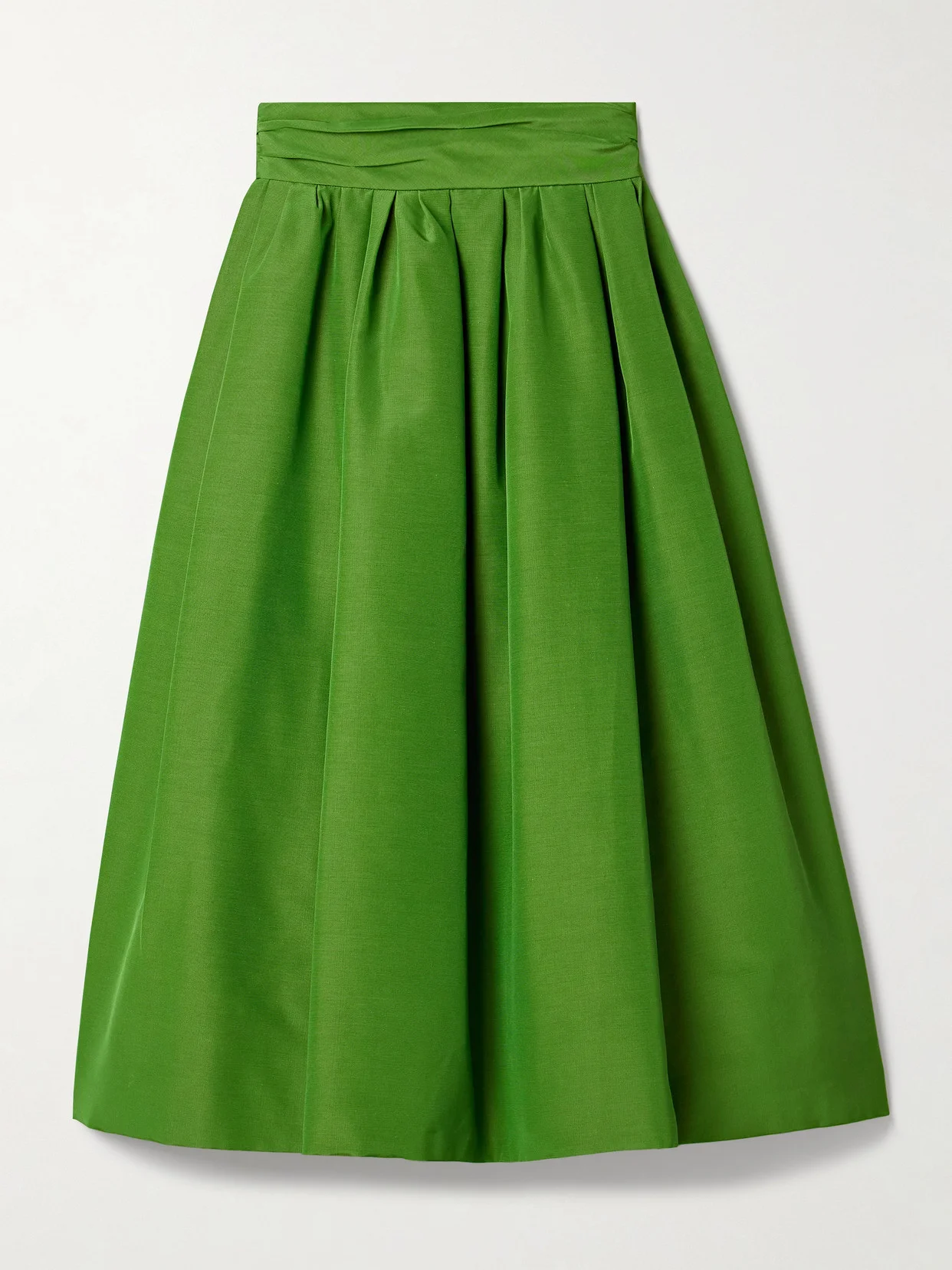Pleated Cotton-blend Faille Midi Skirt - 1
