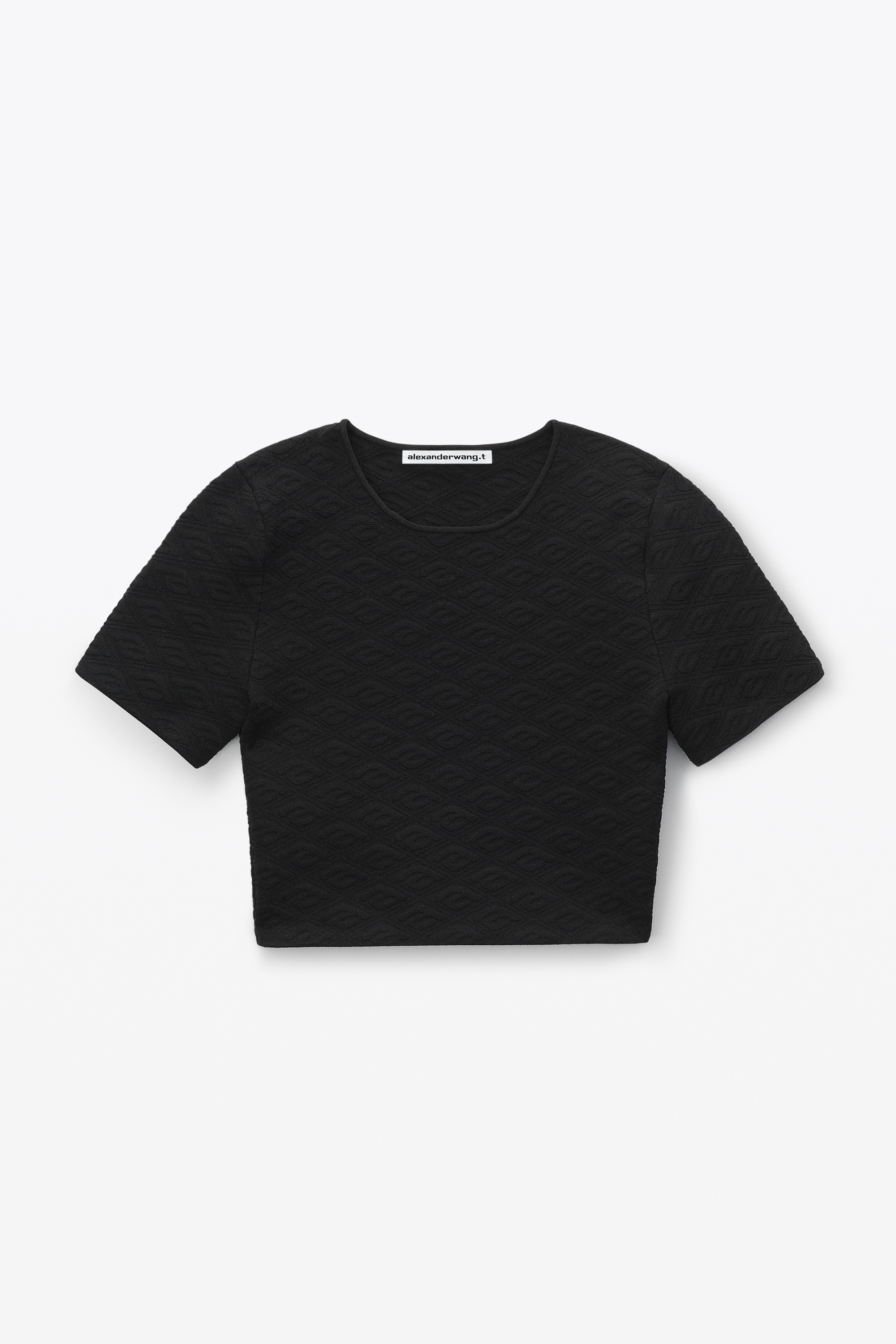 CROPPED TEE IN COMPACT JACQUARD - 1