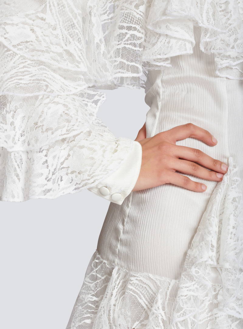 Flowing dress with lace ruffles 8