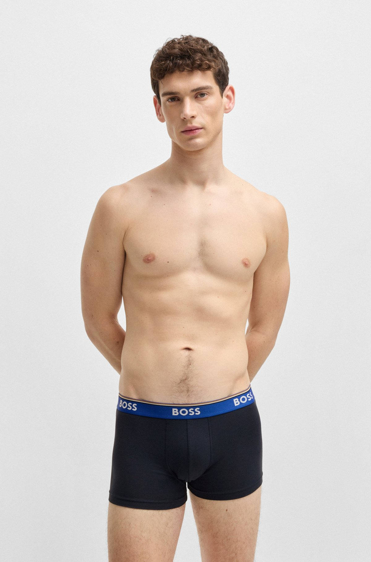 THREE-PACK OF STRETCH-COTTON TRUNKS WITH LOGO WAISTBAND - 6