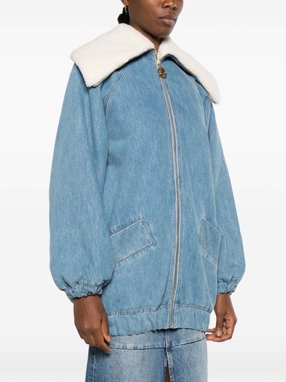 faux shearling-trim denim jacket - 3