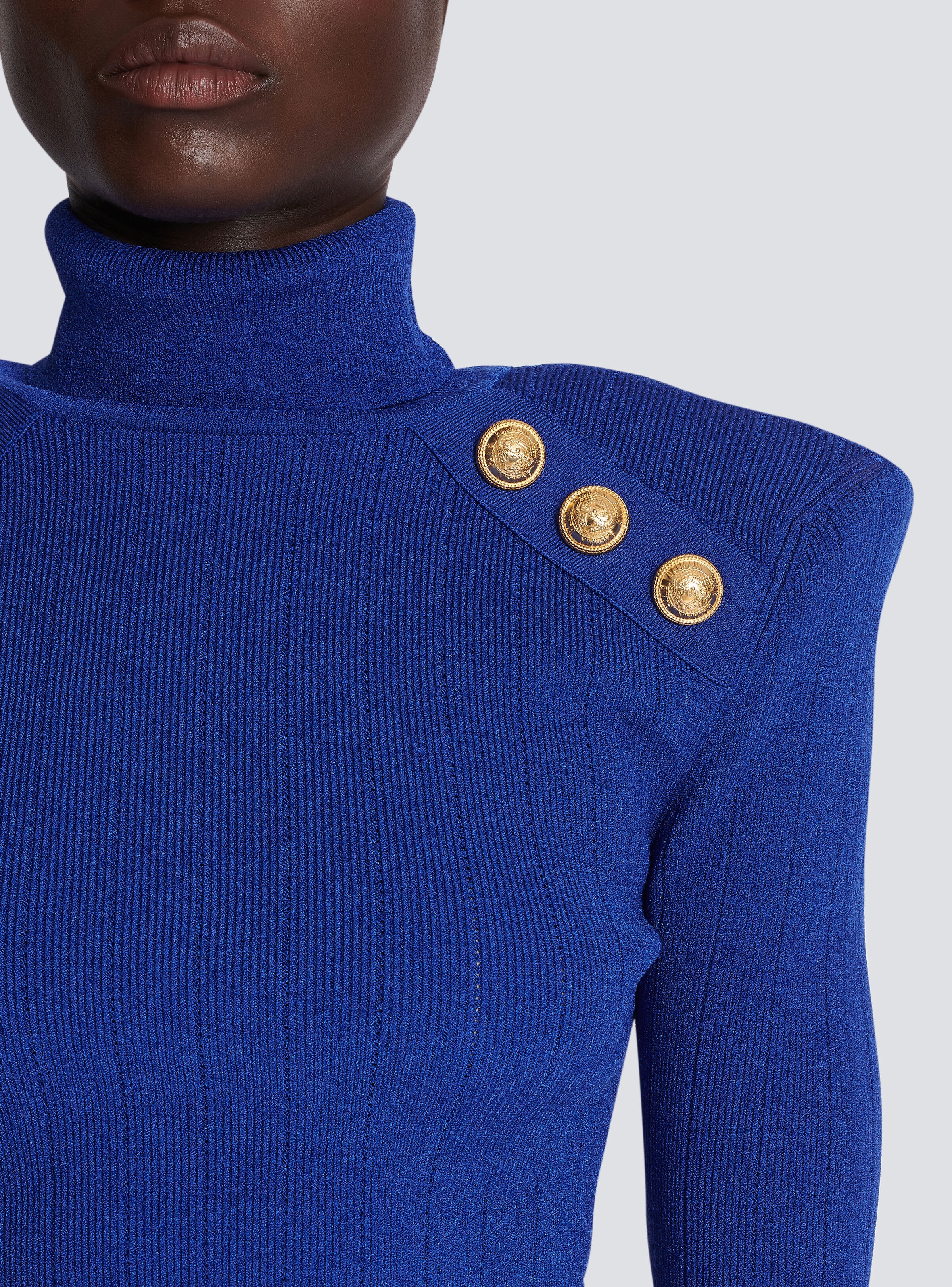 Knit jumper with gold buttons - 6