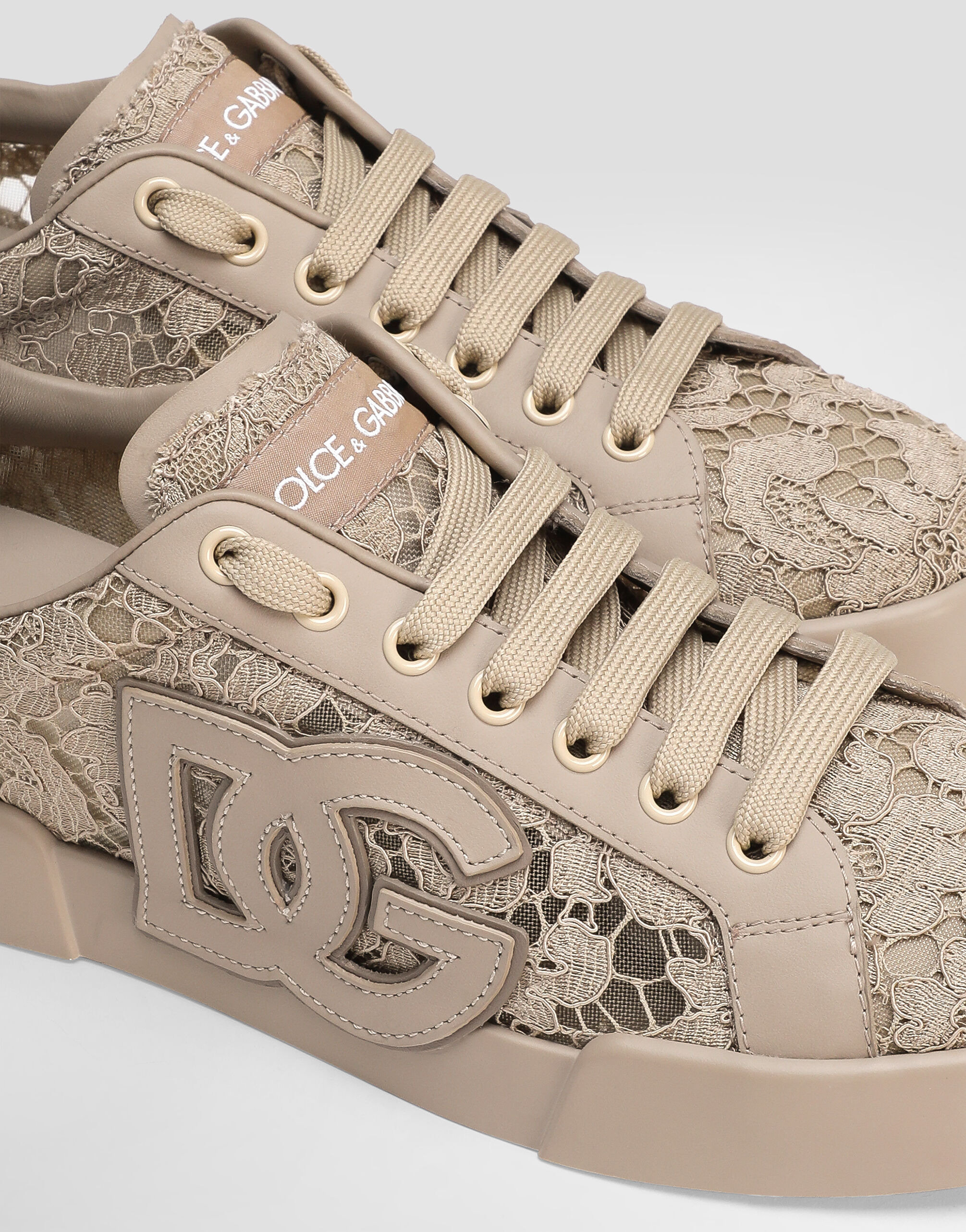 Portofino light strobel sneakers in taormina lace and calfskin - 4