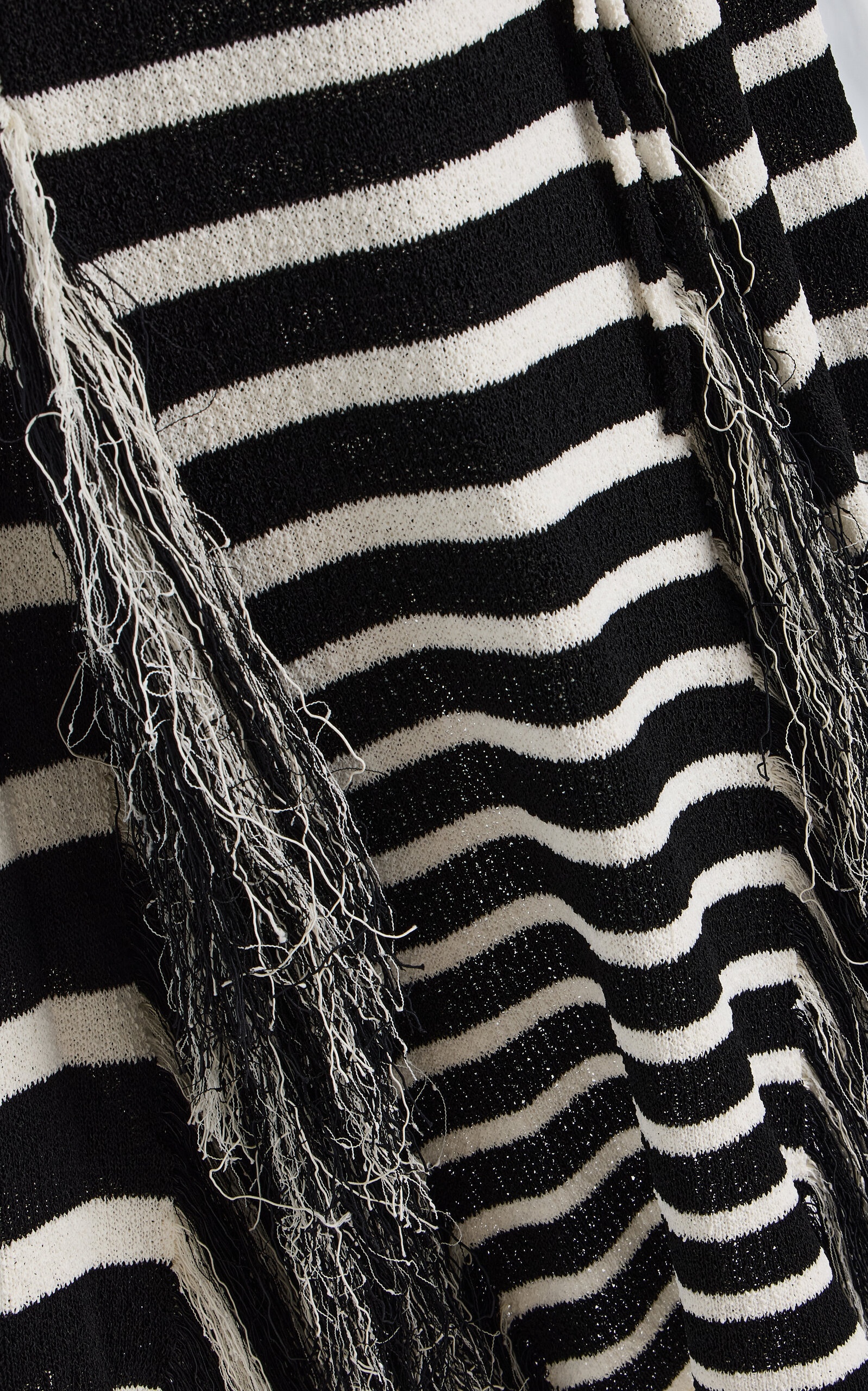 Yves Striped Fringed Cotton Knit Maxi Dress black/white - 5