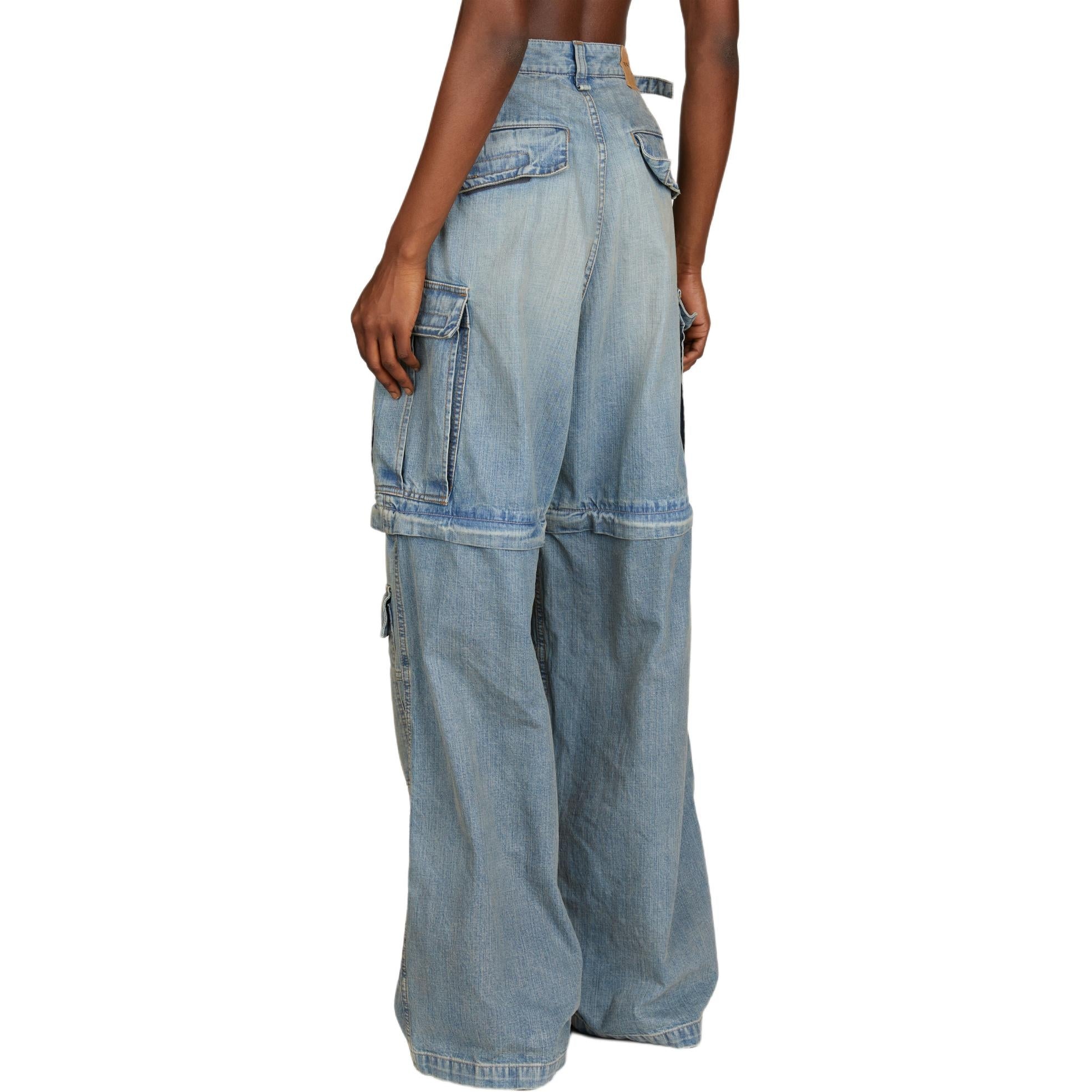 (WMNS) Balenciaga 24SS Zipper Type 2Way Denim Cargo Pants 'Blue' 773759TPW534868 - 4