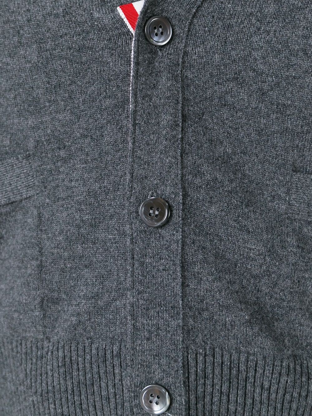THOM BROWNE - Men Classic Short V Neck Cardigan W/ White 4 Bar Stripe In Cashmere - 4