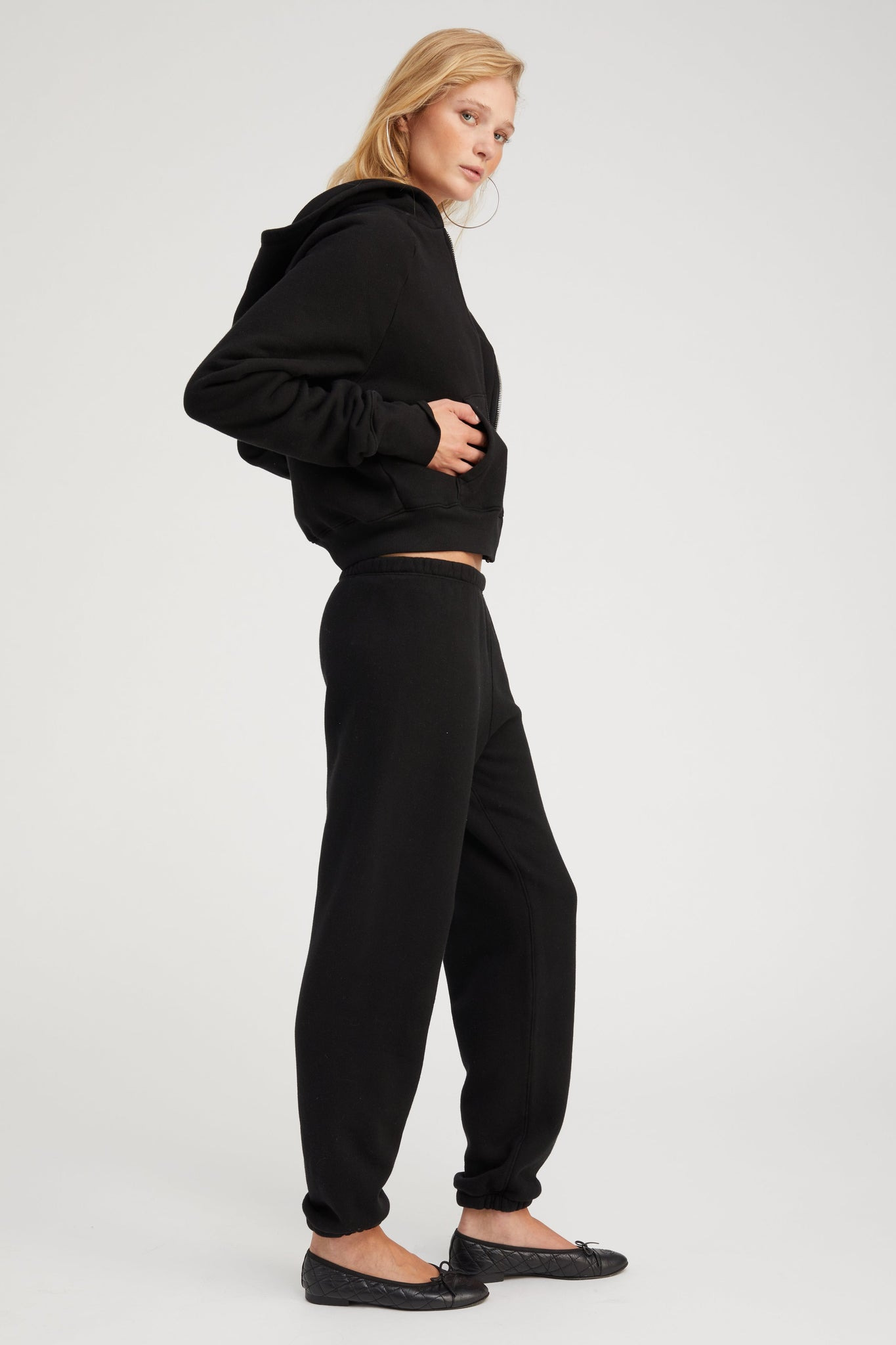 BLACK COTTON MINI LOGO SWEATPANTS - 3