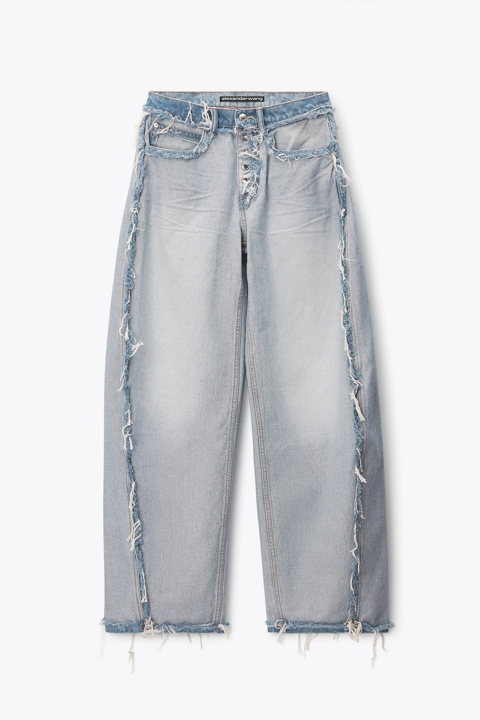 mid-rise inverted blow up jean with embossed logo - 1