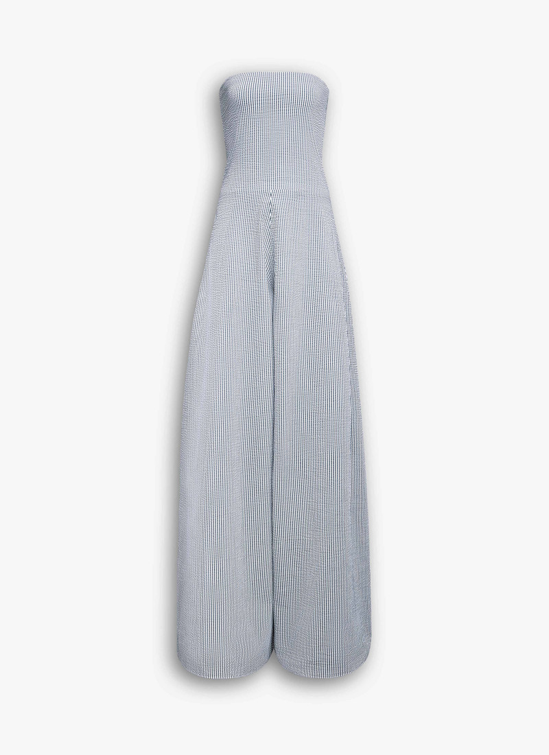 STRIPED SEERSUCKER COTTON BUSTIER JUMPSUIT 7