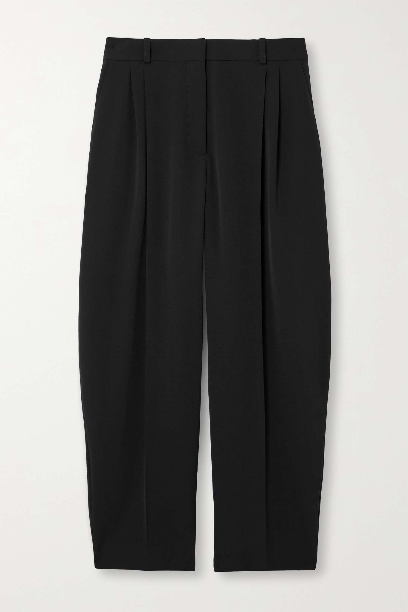 Cropped pleated wool-blend tapered pants - 1