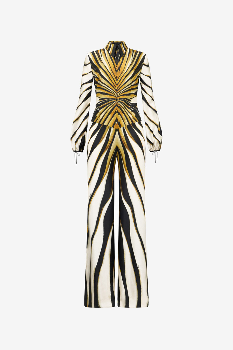 Ray Of Gold Print Silk Jumpsuit 1