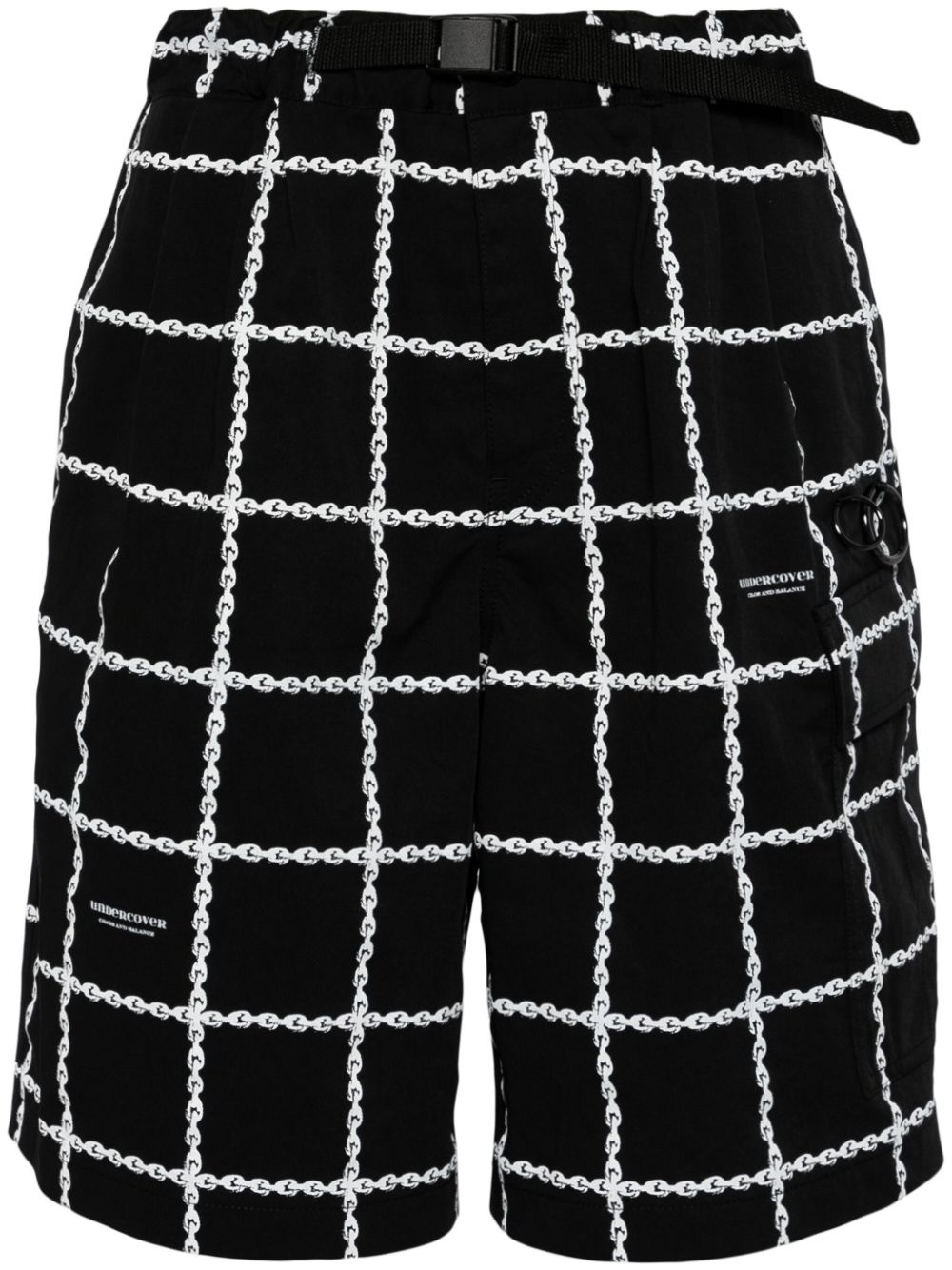 logo-print belted shorts - 1