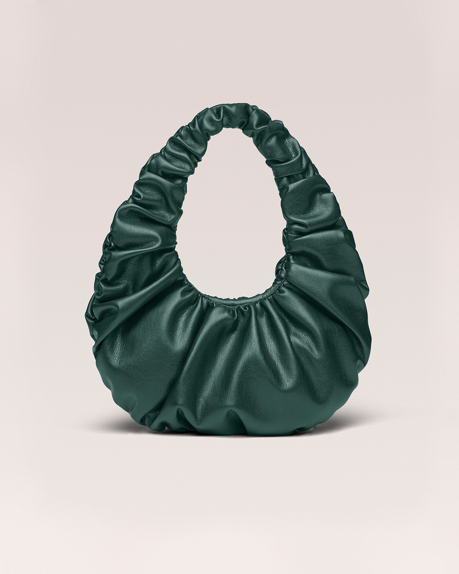 ANJA BAGUETTE - OKOBOR™ alt-leather gathered handbag - Pine green - 1
