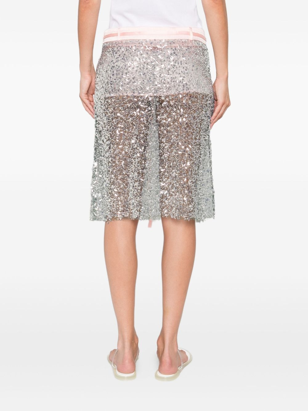 sequin-embellished drawstring skirt - 4