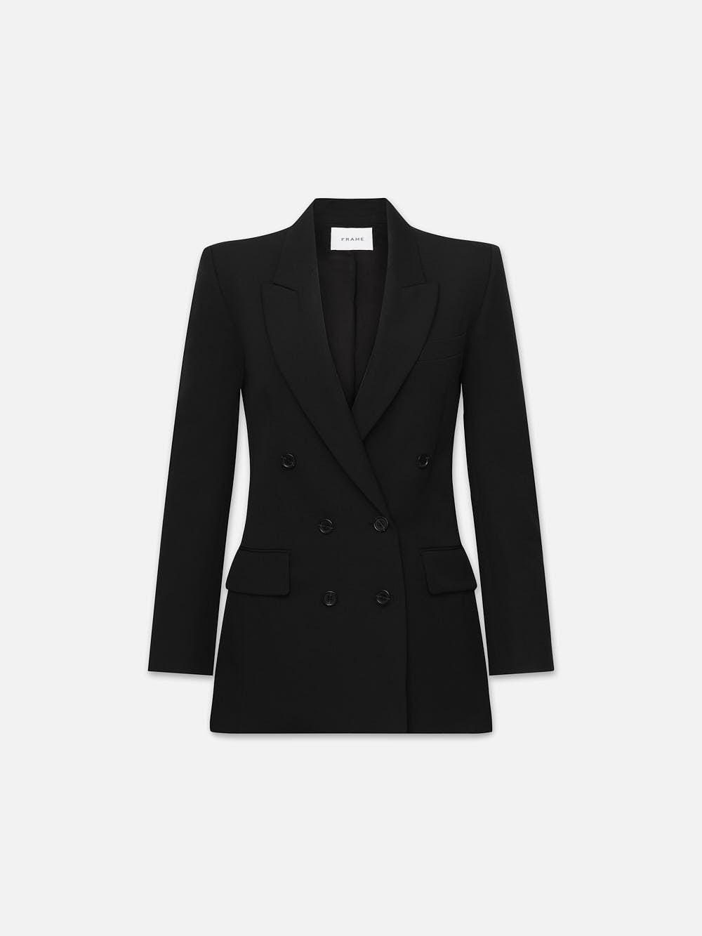 Double Breasted Slim Blazer in Noir - 1