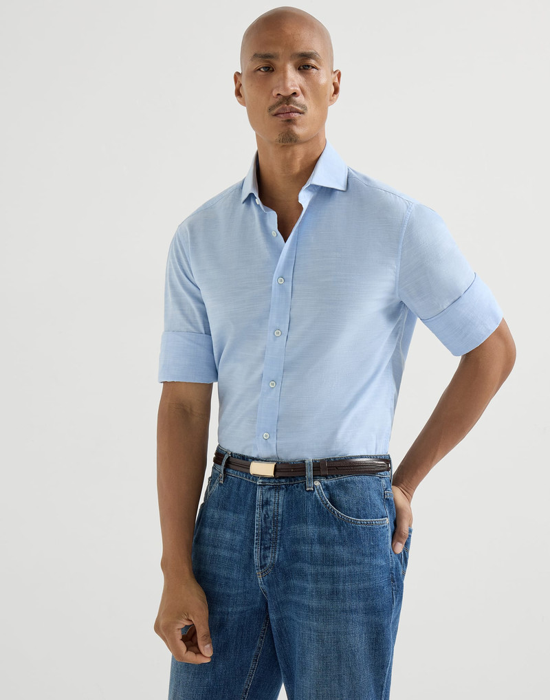 Lightweight Oxford slim fit shirt with spread collar 2