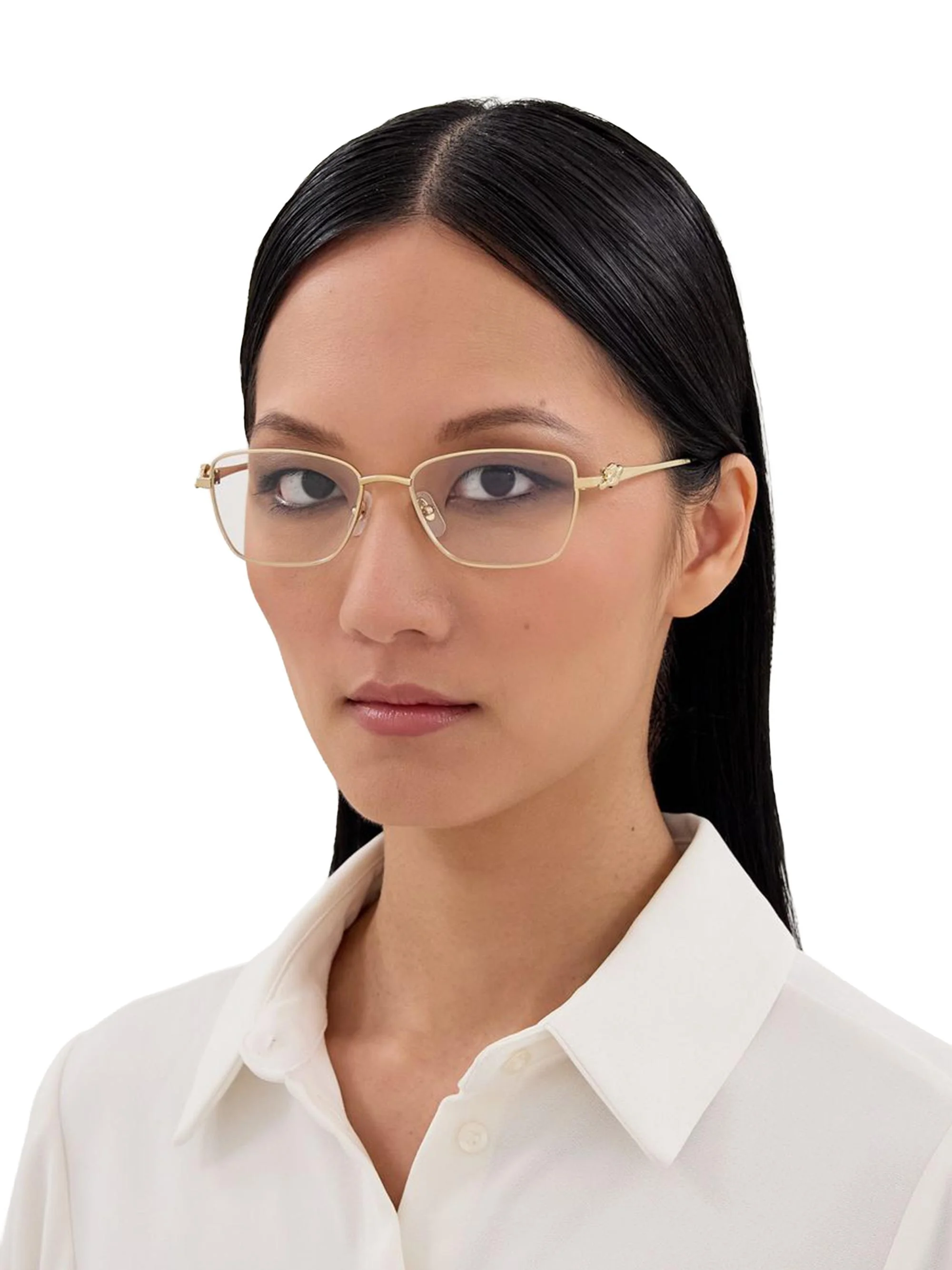 Women's Panthére Classic 55MM Cat-Eye Optical Eyeglasses - Gold White - 1
