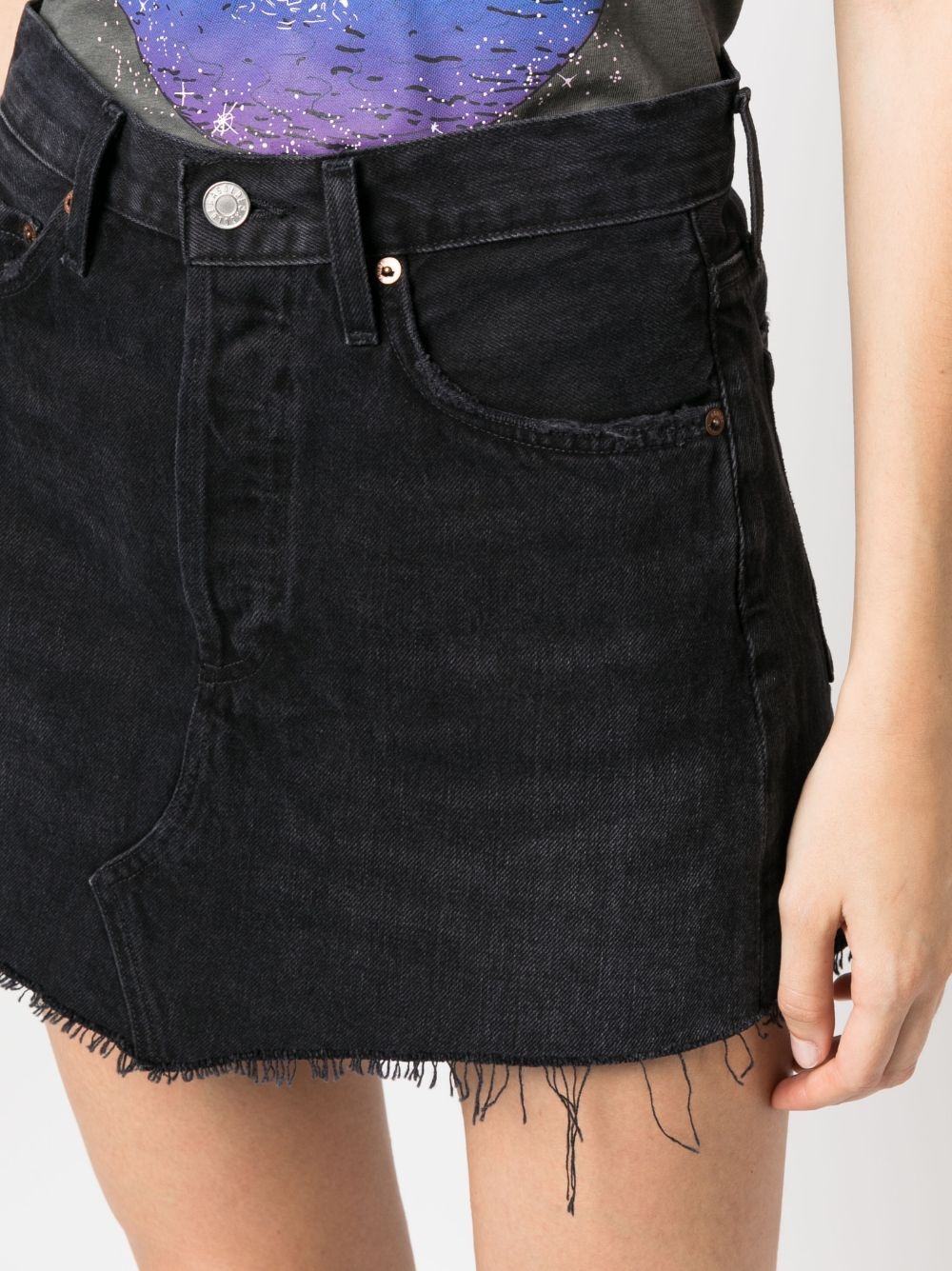 raw-cut hem denim skirt - 5