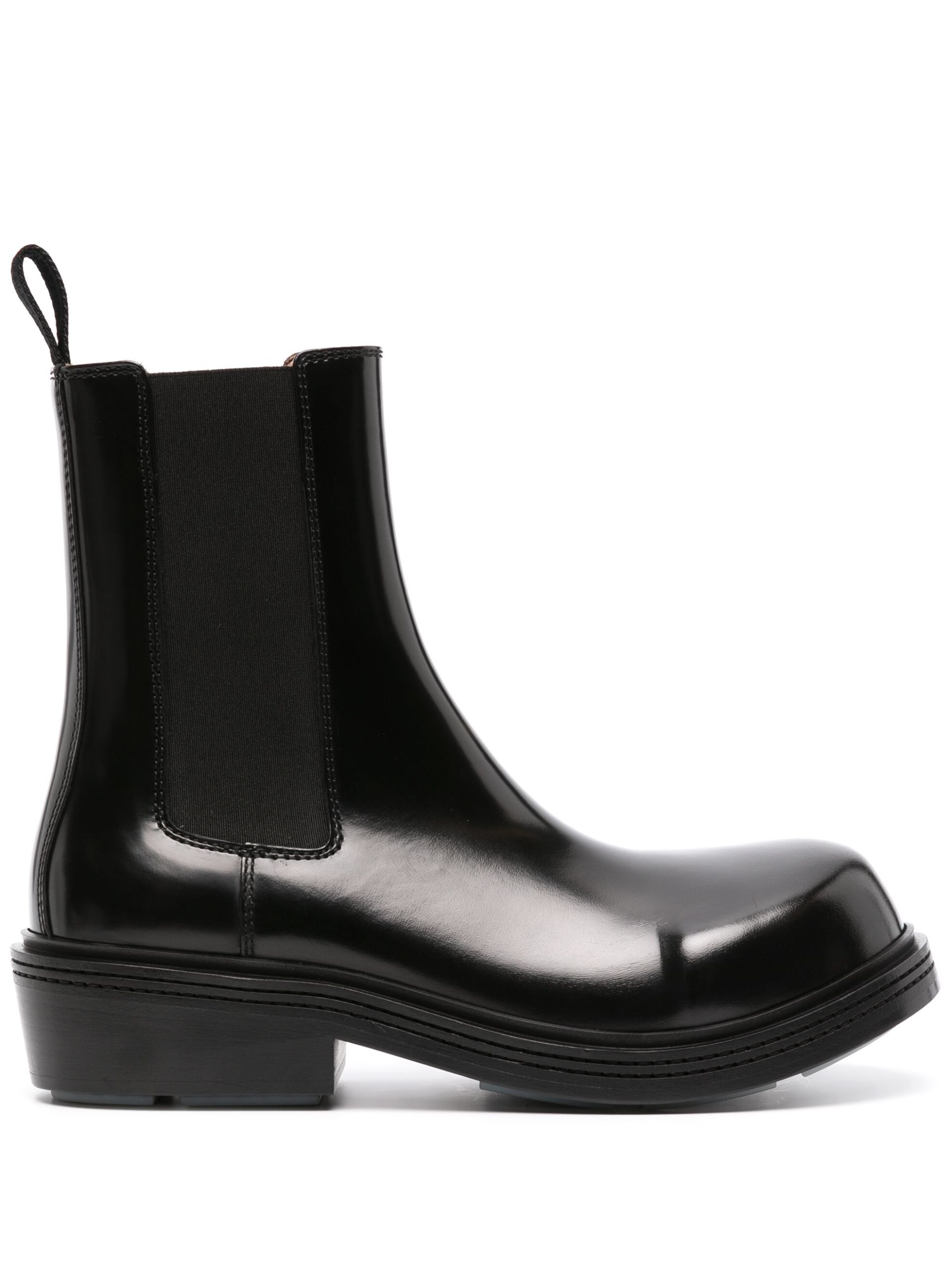 Black Fireman Leather Chelsea Boots - 1