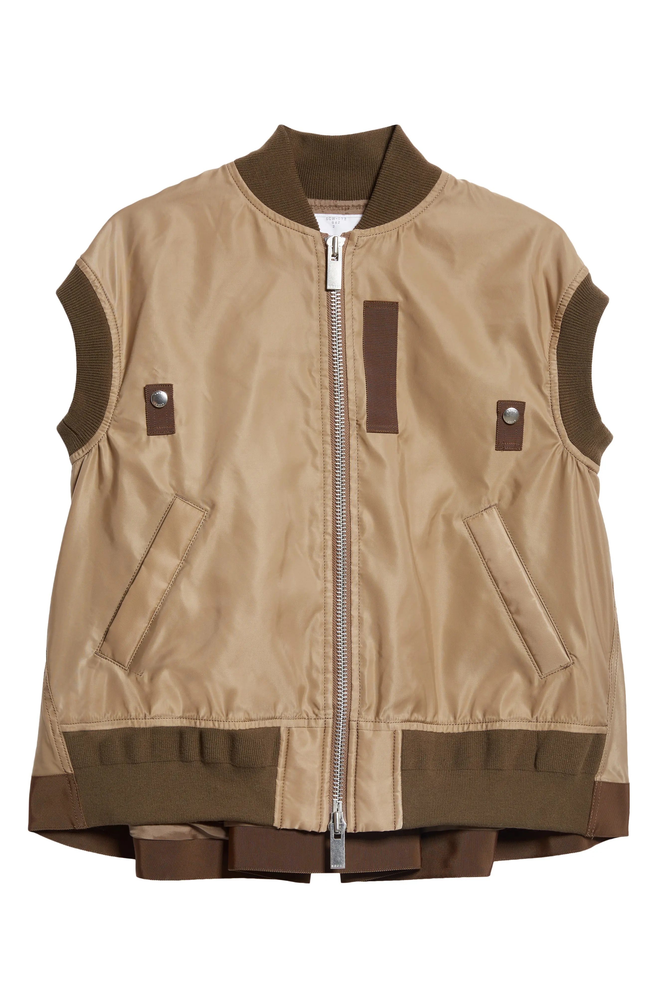 Twill Knit Nylon Vest in D/Beige - 7